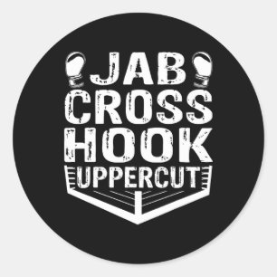 Adesivo Redondo Jab Cross Hook Uppercut Treino de Boxeador Homens 