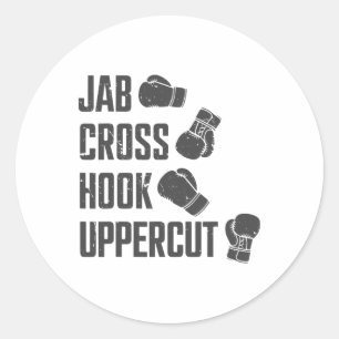 Adesivo Redondo Jab Cruz Gancho Uppercut Engraçado Treinamento de