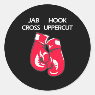 Adesivo Redondo Jab Hook Cross Uppercut Artes Marciais Boxe