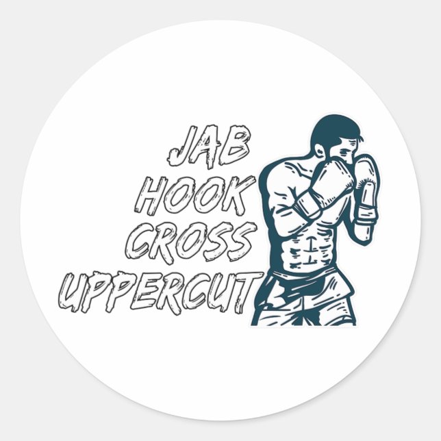 Adesivo Redondo Jab Hook Cross Uppercut Boxe Para Boxeadores Homen (Frente)