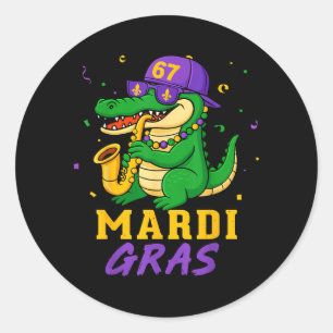 Adesivo Redondo Jacaré de Mardi Gras para Crianças Meninos Homens 