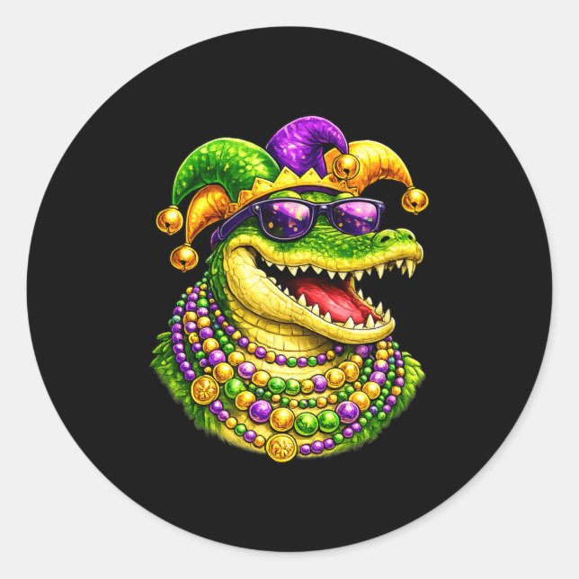 Adesivo Redondo Jacaré do Carnaval, Crocodilo, Contas  (Frente)