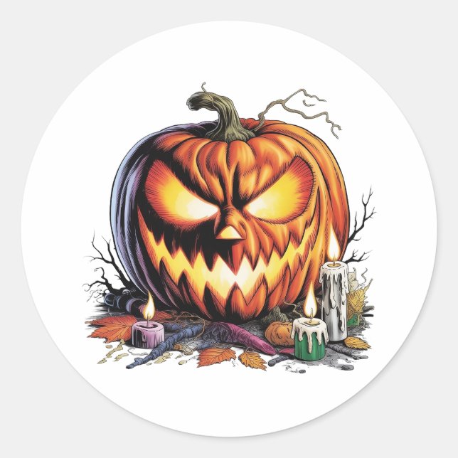 Adesivo Redondo Jack Halloween Furioso (Frente)