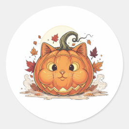 Adesivo Redondo Jack-O’-Brit - Pumpkin British Shorthair Cat