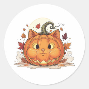 Adesivo Redondo Jack-O’-Brit - Pumpkin British Shorthair Cat