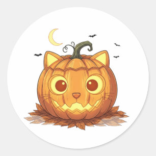 Adesivo Redondo Jack-O'-Fold - Rosto de Gato Escocês