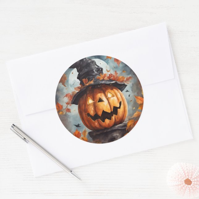Adesivo Redondo Jack O Lantern (Envelope)