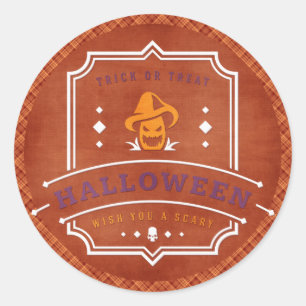 Adesivo Redondo Jack O Lantern Deseja um Halloween Assustador