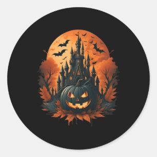 Adesivo Redondo Jack O' Lantern Face Halloween Pumpkin Spooky