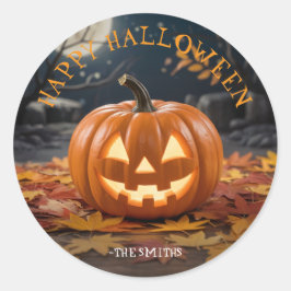 Adesivo Redondo Jack O Lantern Halloween - autocolante personaliza