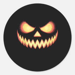 Adesivo Redondo Jack O Lanterna Assustado Pumpkin Esculpido No Dia