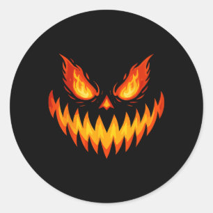 Adesivo Redondo Jack O Lanterna Assustado Pumpkin Esculpido No Dia