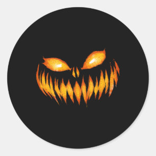 Adesivo Redondo Jack O Lanterna Assustado Pumpkin Esculpido No Dia