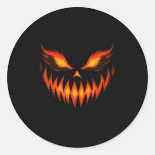 Adesivo Redondo Jack O Lanterna Assustador Pumpkin Face Halloween