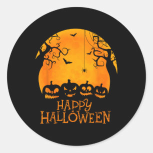 Adesivo Redondo Jack O Lanterna Face Feliz Halloween Pumpkins Men