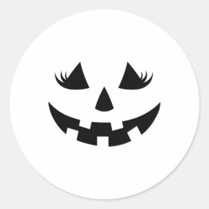 Adesivo Redondo Jack O Lanterna Face Pumpkin Eyelashes Halloween W