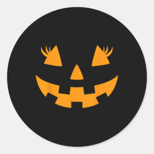 Adesivo Redondo Jack O Lanterna Face Pumpkin Eyelashes Hallowen Co