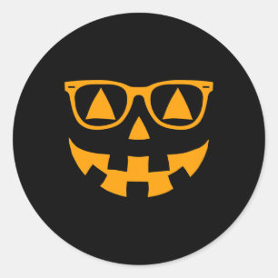 Adesivo Redondo Jack O Lanterna Rosto Óculos escuros Halloween P