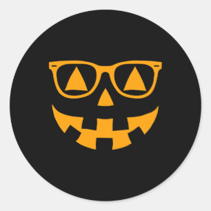 Adesivo Redondo Jack O Lanterna Rosto Pulga Gles Pumpkin Halloween