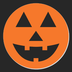 Adesivo Redondo Jack-o-Lanterna Sorrindo Rosto Laranja