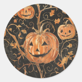 Adesivo Redondo Jack-o-Lanternas na Vinha