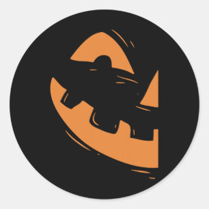 Adesivo Redondo Jack-o-lanterno Pumpkin Rosto Halloween Matching C