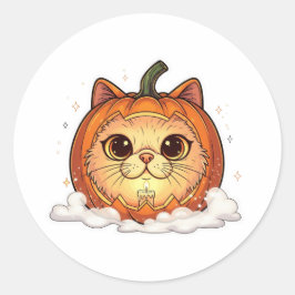 Adesivo Redondo Jack-O’-Persa - Dia das Bruxas de Gato Persa