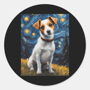 Adesivo Redondo Jack Russel com Impressão de pintura colar