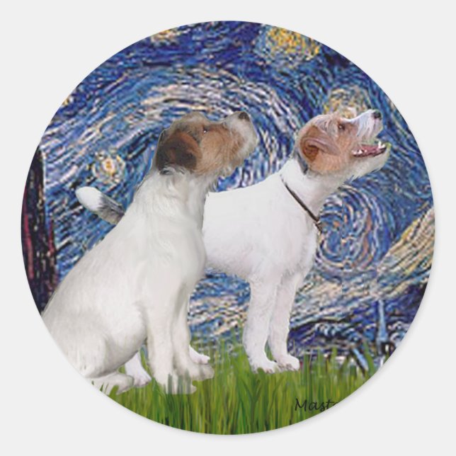 Adesivo Redondo Jack Russell Pair 4 - Starry Night (Frente)