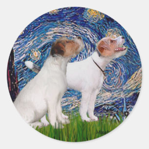 Adesivo Redondo Jack Russell Pair 4 - Starry Night