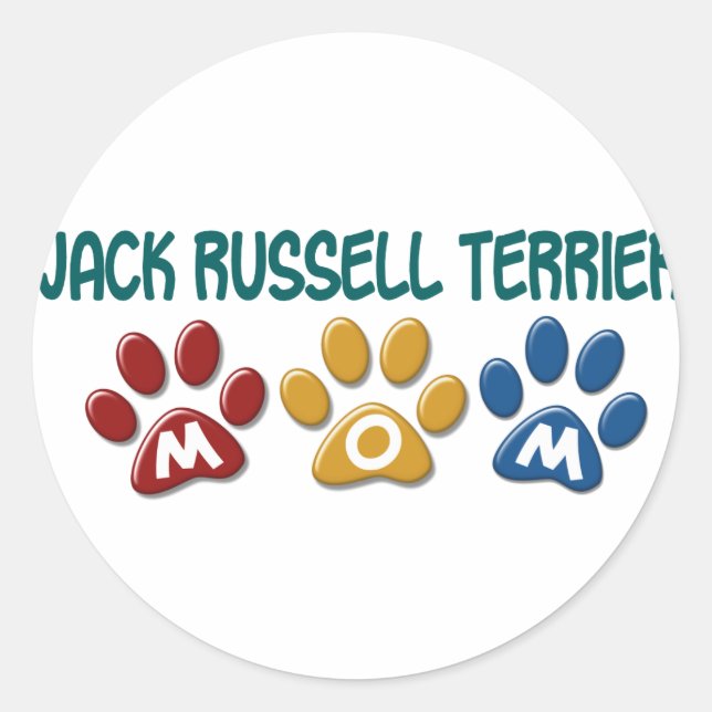 Adesivo Redondo JACK RUSSELL TERRIER Mamãe Paw Print 1 (Frente)