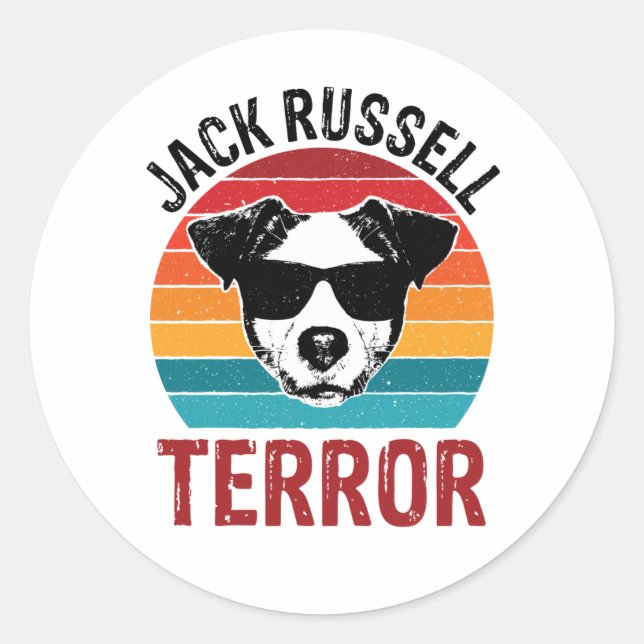Adesivo Redondo Jack Russell Terror Terrier Funny Dog Sunglass (Frente)
