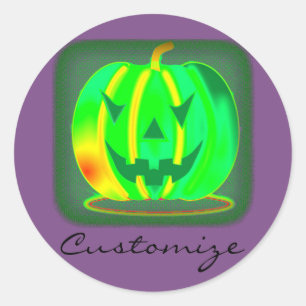 Adesivo Redondo Jack verde o Dia das Bruxas o'lantern Thunder_Cove
