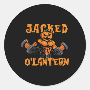 Adesivo Redondo Jacked O'lantern Halloween Gym Workout Elevando Pu