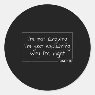 Adesivo Redondo Jackie Cotação Personalizada Nome Funny Birthday G