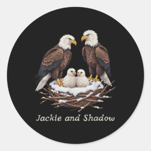 Adesivo Redondo Jackie E Shadow Bald Eagle Fan Club Vintage Life