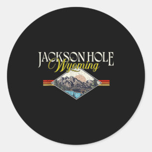 Adesivo Redondo Jackson Hole Wyoming Grand Teton Montanhas Antigo
