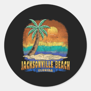 Adesivo Redondo Jacksonville Beach Flórida Vintage - Sov Afastado