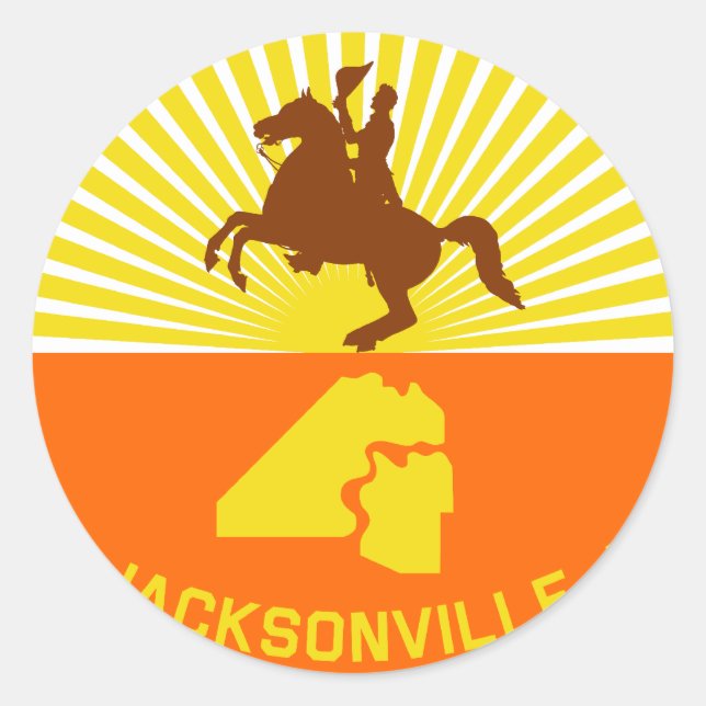 Adesivo Redondo Jacksonville, Flórida, bandeira dos Estados Unidos (Frente)