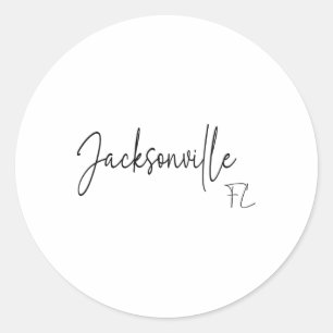 Adesivo Redondo Jacksonville Flórida Ca Retro 