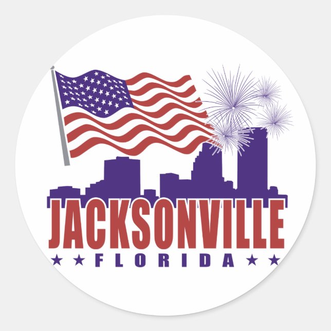 Adesivo Redondo Jacksonville Florida Patriotic Sticker (Frente)