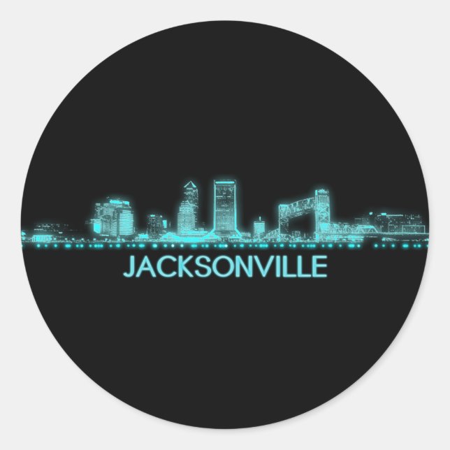 Adesivo Redondo Jacksonville Skyline (Frente)