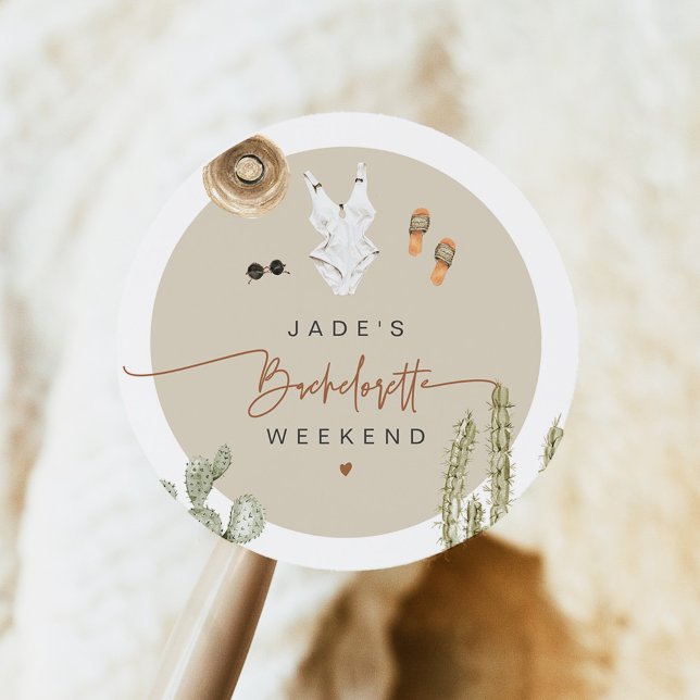 Adesivo Redondo JADE Boho Desert Cactus Scottsdale Antes do Véu (Criador carregado)