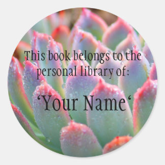 Adesivo Redondo Jade Succulent Personal Library Sticker