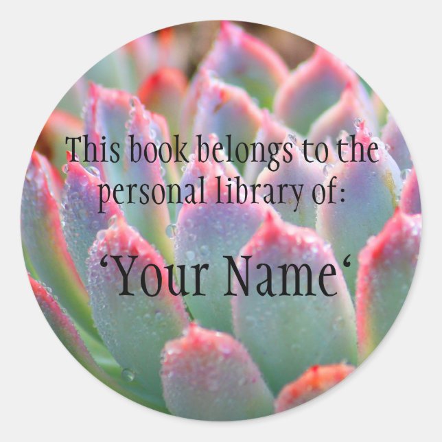 Adesivo Redondo Jade Succulent Personal Library Sticker (Frente)