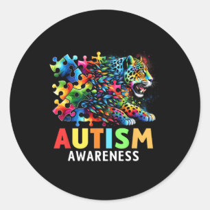 Adesivo Redondo Jaguar Autismo Atenção Mês Autista
