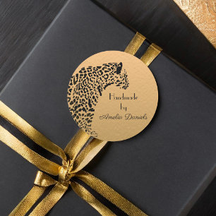 Adesivo Redondo Jaguar preto e Dourado feito à mão por