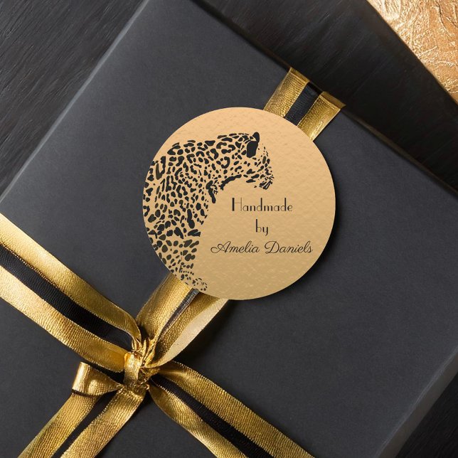 Adesivo Redondo Jaguar preto e Dourado feito à mão por (Criador carregado)