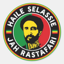 Adesivo Redondo Jah Rastafara Haile Sleassie Royal Rasta Sticker 