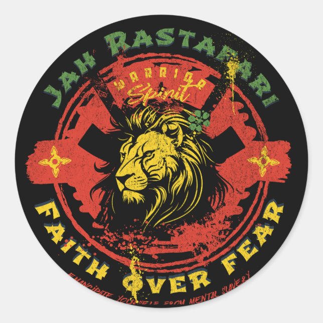 Adesivo Redondo Jah Rastafari Sticker (Frente)